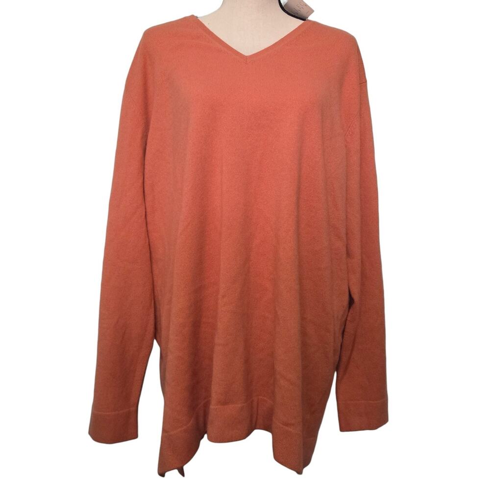 Collection Fifty Nine 100% Cashmere Sweater Womens Sz 3X V-Neck Pink Orange